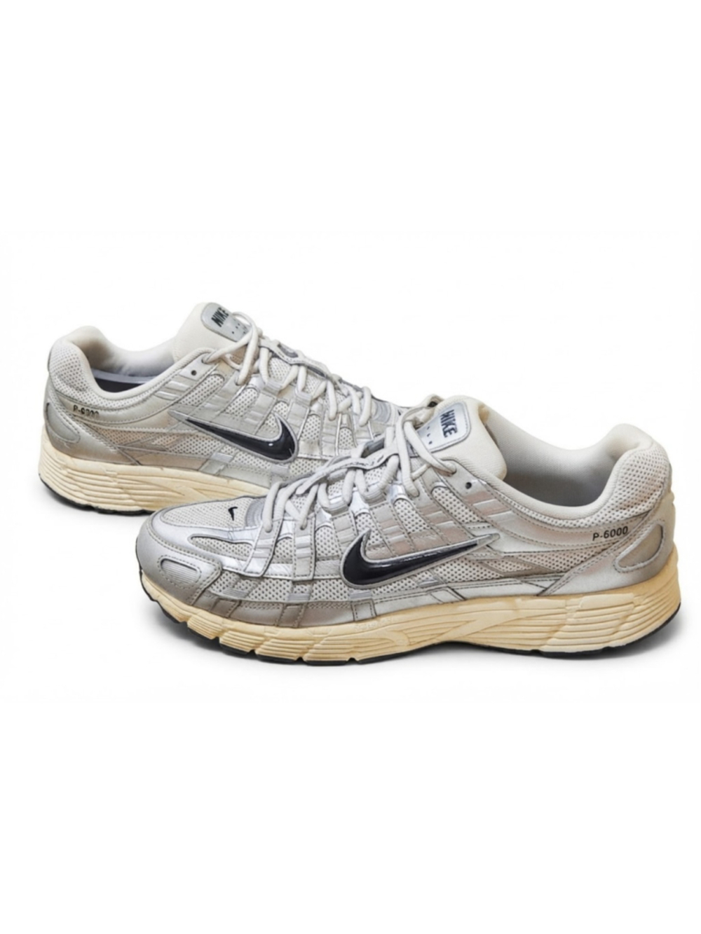 Men's Nike P-6000 White/Black-Metallic Silver (CD6404 105) Size 12